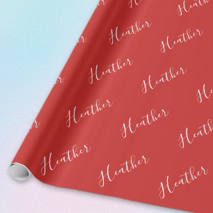 Papier Cadeau Votre script blanc personnalisé en rouge
