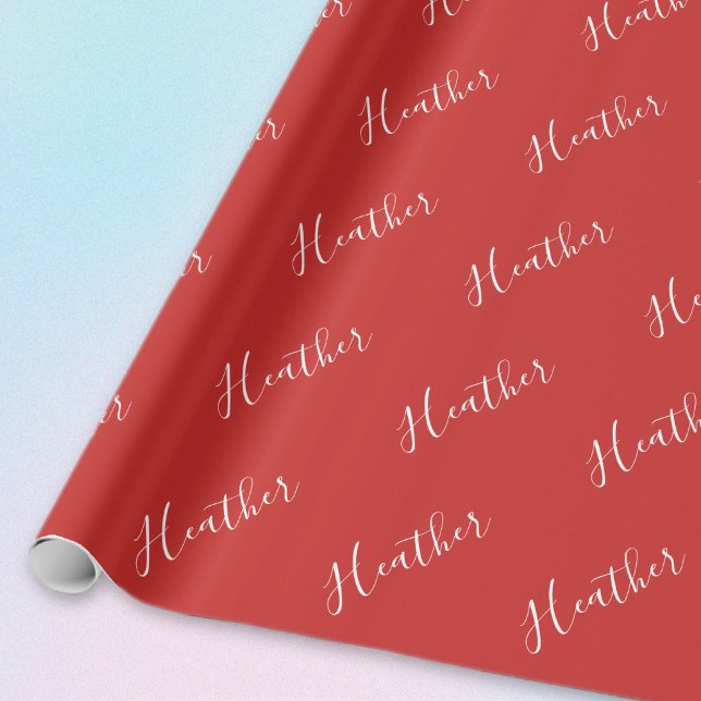 Papier Cadeau Votre script blanc personnalisé en rouge (Créateur téléchargé)