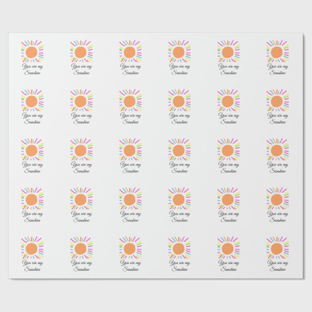 Papier Cadeau vous êtes mon soleil jaune orange rayons de soleil (Plat)