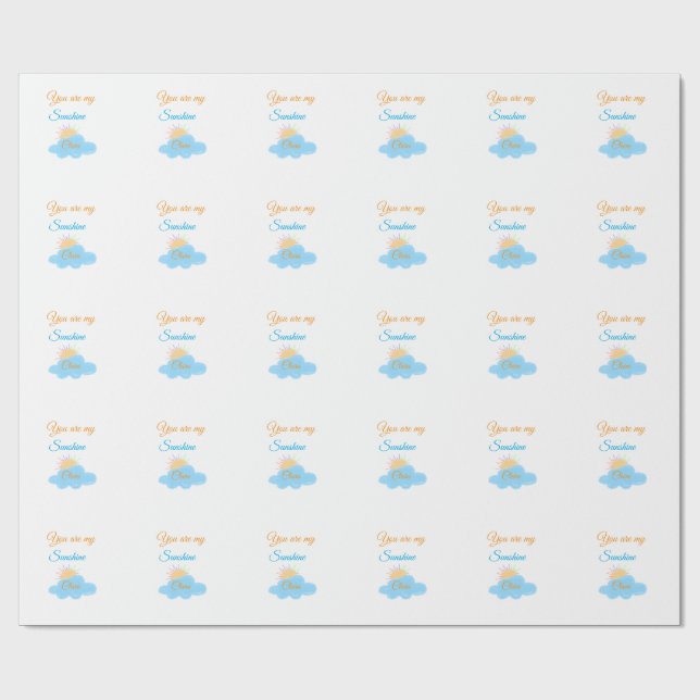 Papier Cadeau vous êtes mon soleil jaune orange soleil rayons nu (Plat)