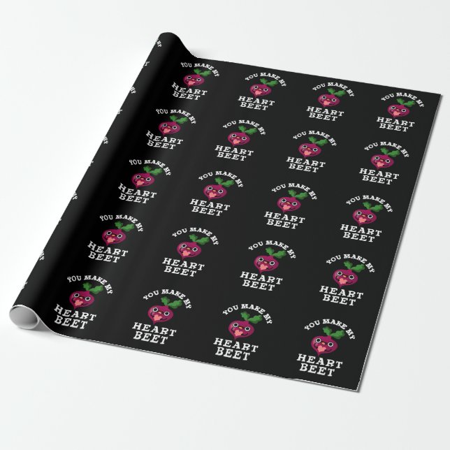Papier Cadeau Vous Faites Ma Beet Coeur Drôle Veggie Pun Dark BG (Déroulé)