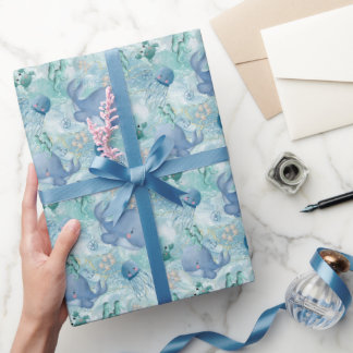 Papier Cadeau Voyage à la plage - Aquarelle Ocean Sea Animals