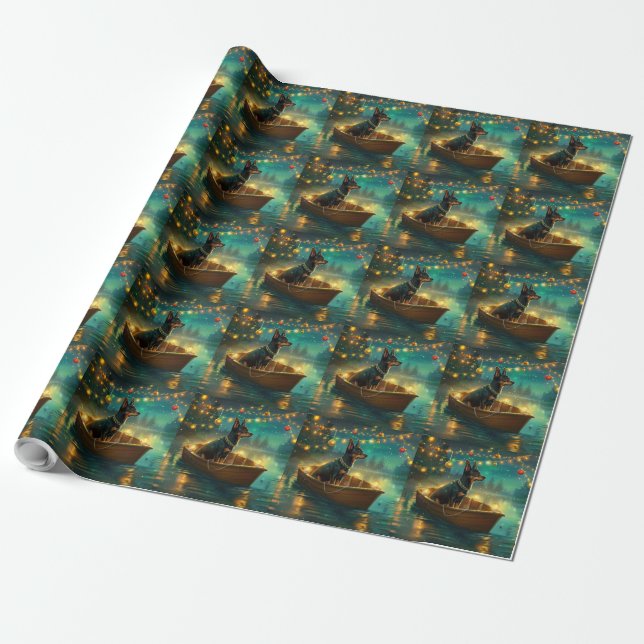 Papier Cadeau Voyage de Noël australien Kelpie (Déroulé)