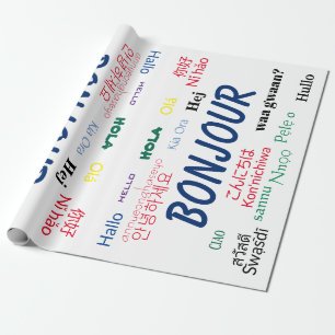 Papier Cadeau Voyage du monde de langues de Bonjour bonjour