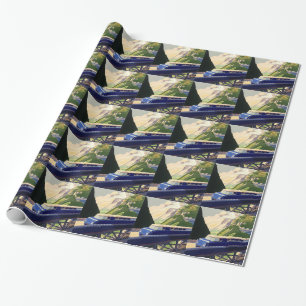 Papier Cadeau Voyage ferroviaire en Europe vintage