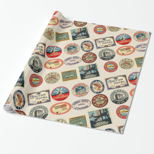 Papier Cadeau Voyage, Stickers Hôtel, Style bagage,