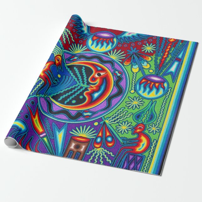 Papier Cadeau Voyage tribal maya mexicain de Boho d'art d'Oaxaca (Déroulé)