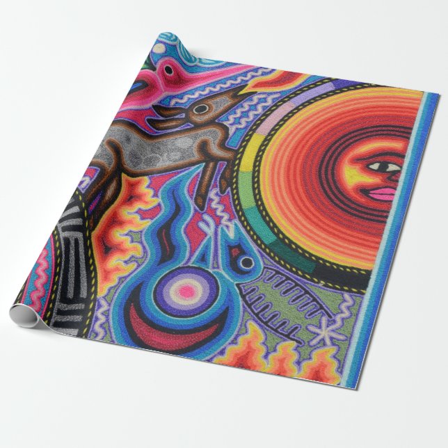 Papier Cadeau Voyage tribal maya mexicain de Boho d'art d'Oaxaca (Déroulé)