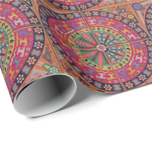 Papier Cadeau Voyage tribal maya mexicain de Boho d'art d'Oaxaca