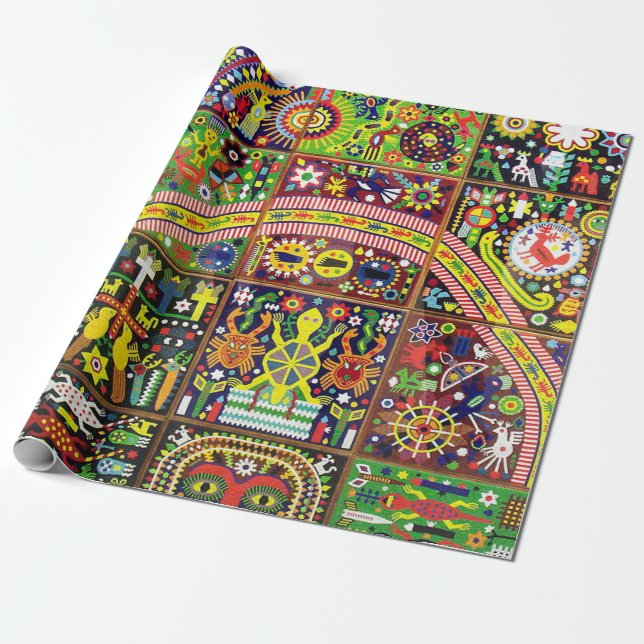 Papier Cadeau Voyage tribal maya mexicain de Boho d'art d'Oaxaca (Déroulé)