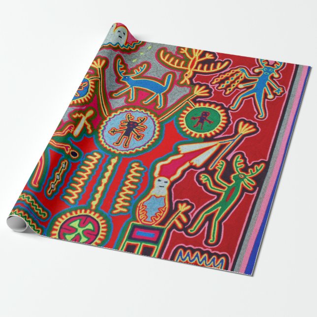 Papier Cadeau Voyage tribal maya mexicain de Boho d'art d'Oaxaca (Déroulé)
