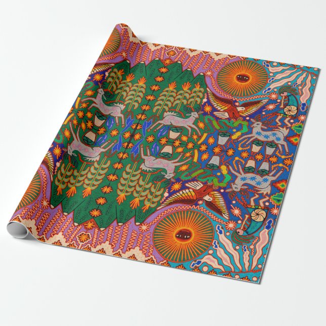 Papier Cadeau Voyage tribal maya mexicain de Boho d'art d'Oaxaca (Déroulé)