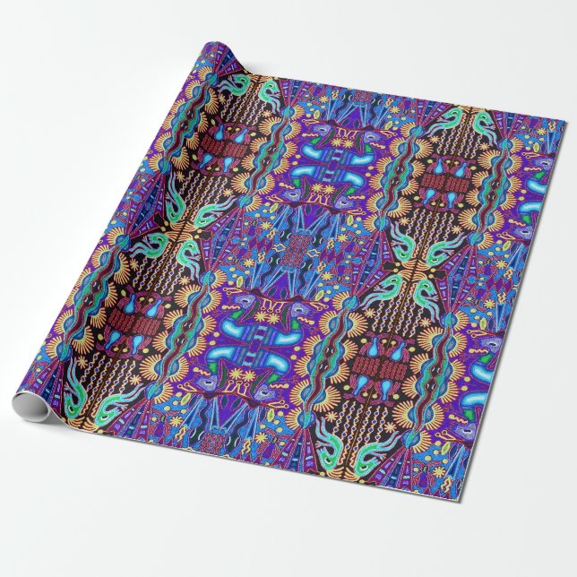 Papier Cadeau Voyage tribal maya mexicain de Boho d'art d'Oaxaca (Déroulé)