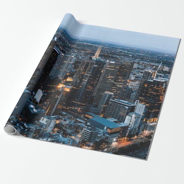 PAPIER CADEAU VUE AÉRIENNE DES BÂTIMENTS DE LA VILLE PENDANT LA  (Déroulé)