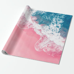 Papier Cadeau Vue aérienne d'une plage de sable rose en Nouvelle
