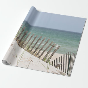 Papier Cadeau Vue d'océan par la barrière de plage