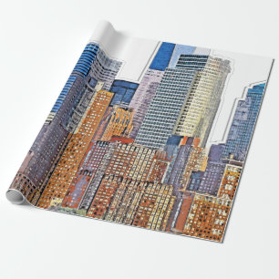 Papier Cadeau Vue majestueuse de New York City Skyline artistiqu