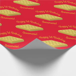 Papier Cadeau Waffle Cute Breakfast Brunch Enfants 1er Anniversa