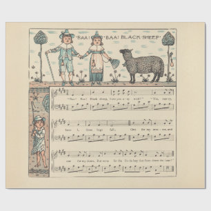 Papier Cadeau Walter Crane Baa Baa Mouton Noir Comptine