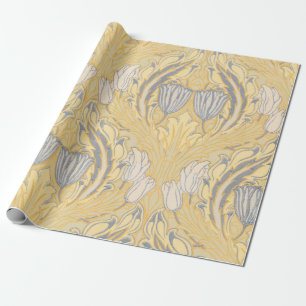 Papier Cadeau Walter Crane Blue White Tulips & Acanthus