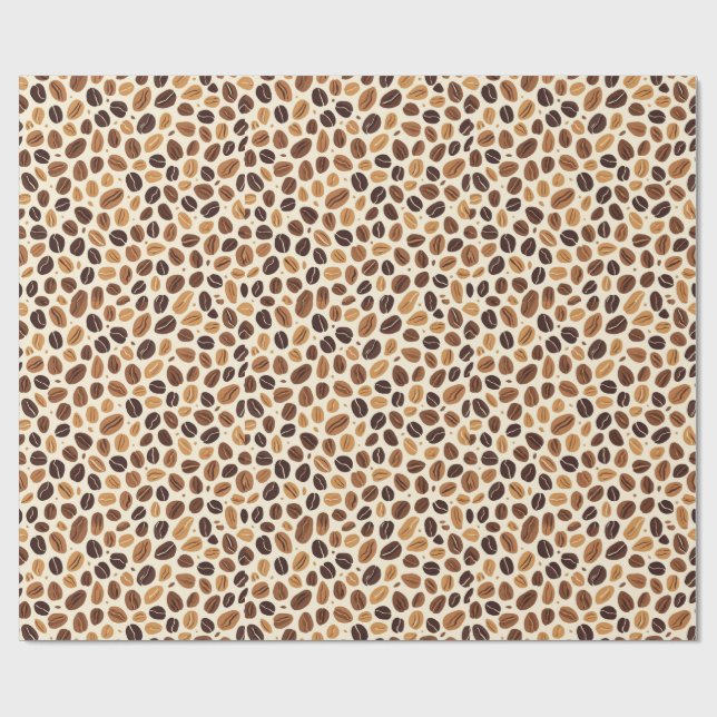 Papier Cadeau Warm Coffee Bean Roast Tones Seamless Pattern (Plat)