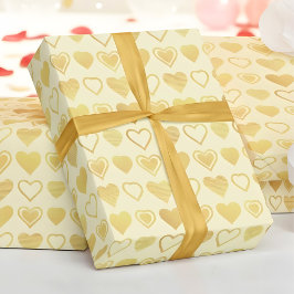 Papier Cadeau Warm Cream Minimal Hearts Valentine Gift