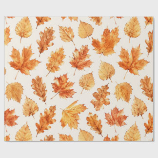 Papier Cadeau Watercolor Autumn Leaves Wrap