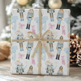 Papier Cadeau Watercolor Christmas Nutcracker Wreath
