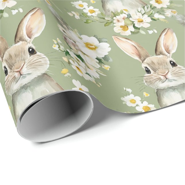 Papier Cadeau Watercolor Easter Bunnies (Coin rond)