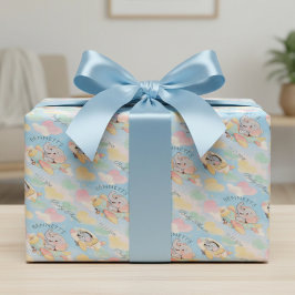 Papier Cadeau Watercolor Elephant Airplane Baby Shower Pattern