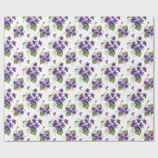 Papier Cadeau Watercolor Violet Flowers Bouquet