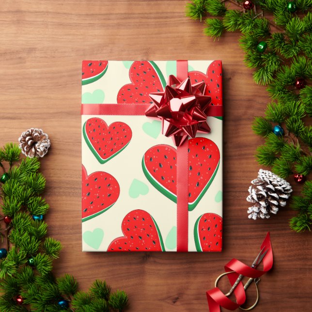 Papier Cadeau Watermelon Heart Valentine's Day Free Palestine (Cadeau de vacances)