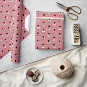 Papier Cadeau Watermelon Pois roses et noirs et blancs
