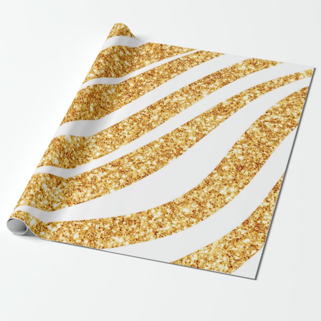 Papier Cadeau Wave Sea Gold Parties scintillant Boho Popular Col (Déroulé)