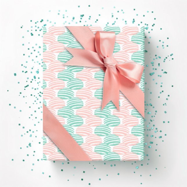 Papier Cadeau Wave Weave in Teal and Flamingo (Créateur téléchargé)