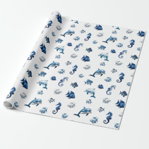 Papier Cadeau Wedgewood Blue Ocean Créatures !