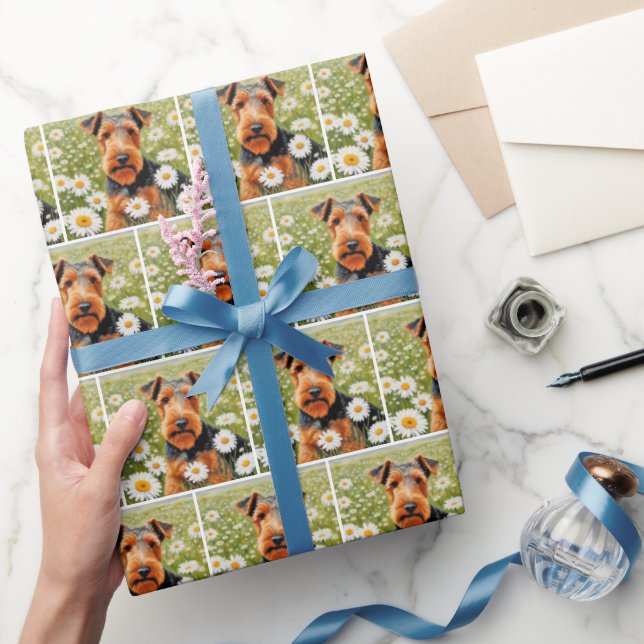 Papier Cadeau Welsh Terrier Dans Le Champ De Daisy (Cadeaux)