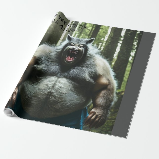 Papier Cadeau Werewolf Ate The Village papier d'emballage brilla (Déroulé)