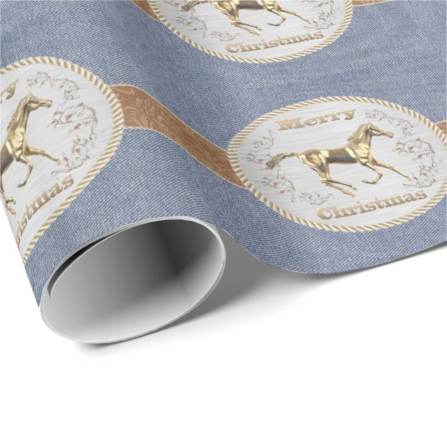 Papier Cadeau Western Belt And Belt Buckest Joyeux Noël (Coin rond)
