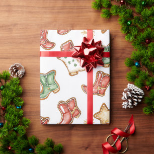 Papier Cadeau Western Christmas Cowgirl Cowboy