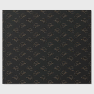 Papier Cadeau Western Cowboy Casquette Cowgirl Rodeo Black Gold