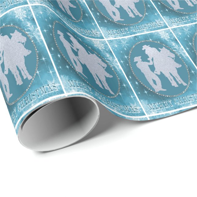 Papier Cadeau Western Cowboy Cowgirl Horse Vacances envelopper c (Coin rond)