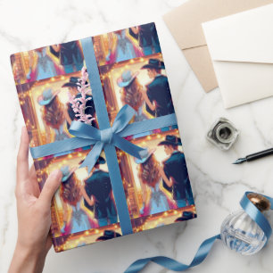 Papier Cadeau Western Cowboy Cowgirl Mariage