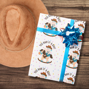 Papier Cadeau Western Cowboy Rocking Horse C'Est Un Baby shower 