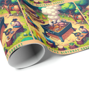 Papier Cadeau Western Cowboys Cuisine Grilling Cadeau personnali