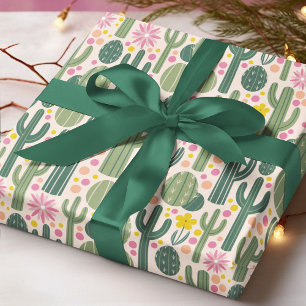 Papier Cadeau Western Cowgirl Cactus Desert Floral Pattes