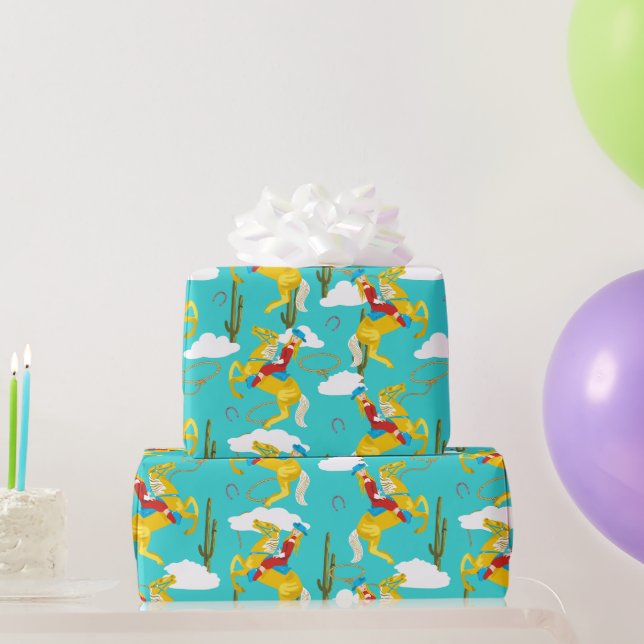 Papier Cadeau Western Cowgirl Retro Patterned (Cadeaux de fête)