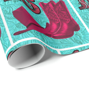 Papier Cadeau Western Cowgirl Sweet! 6 Bottes et Casquette