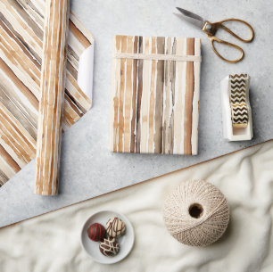 Papier Cadeau Western Cream Brown Stripes Anniversaire