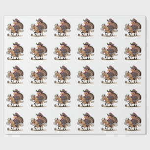 Papier Cadeau Western Cuisiné Turquie Thankgiving Cowboy Cowgirl